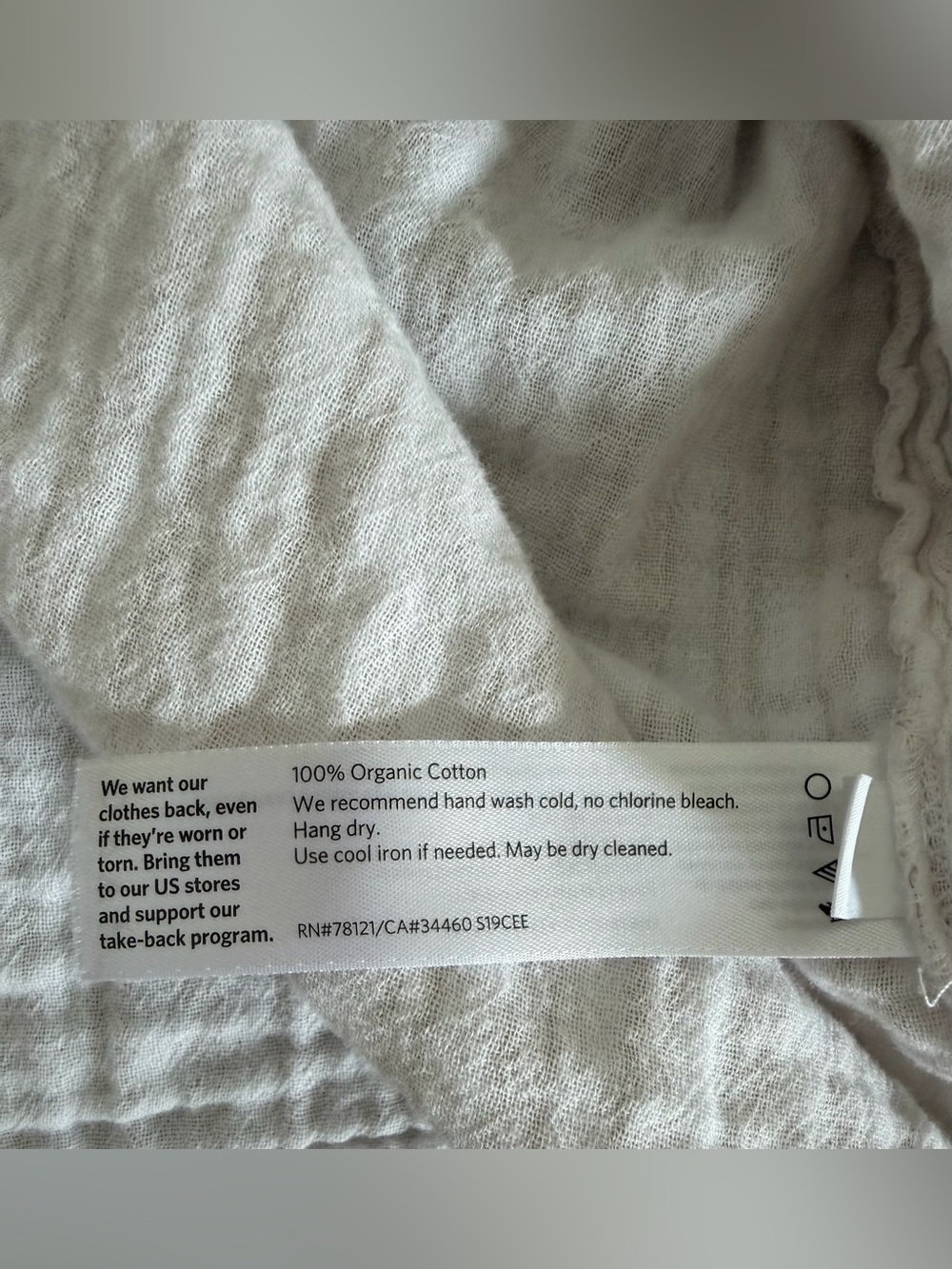 Eileen Fisher (M) Organic Cotton Mandarin Collar 3/4 sleeve Neutral Oat Stripe - Picture 4 of 10